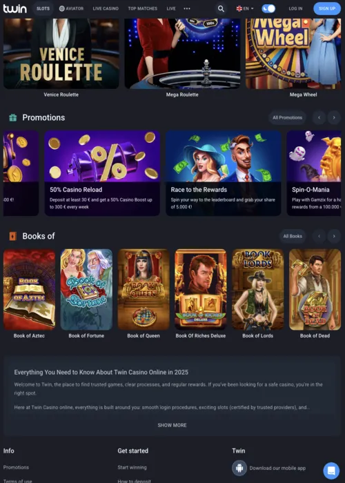 App mobile plateforme download Twin Casino